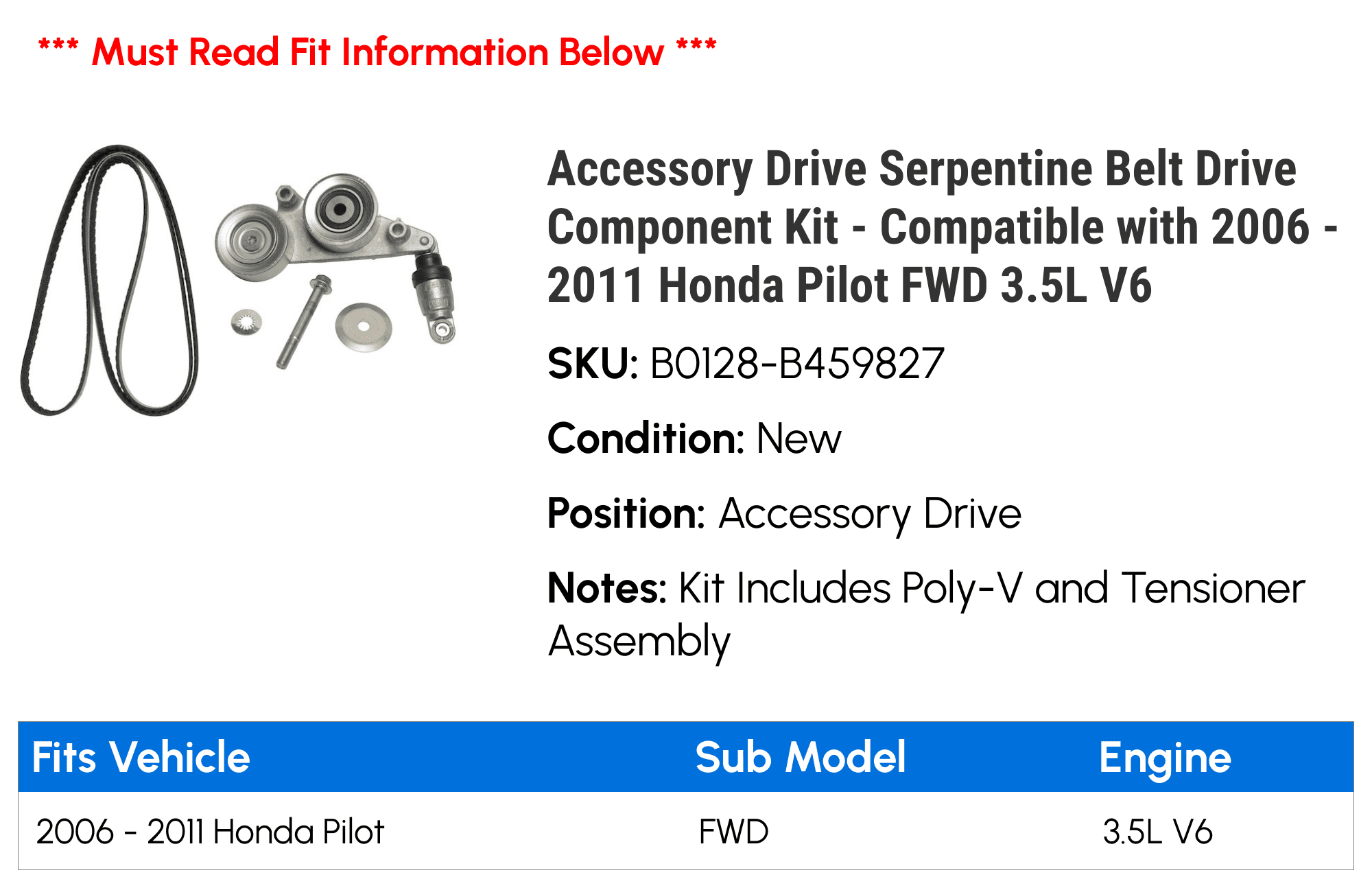 2006 honda pilot serpentine cheap belt