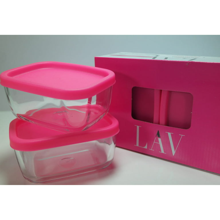 LAV Glass Food Storage Containers Set of 2, Leak Proof Meal Containers,  Lunch Portion Control Containers Set, 13.75 oz 