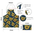 thumbnail image 7 of Blue Sunflower Leaf Pattern Apron-Garden Aprons for Women with Pockets-Cotton Linen Waterproof Kitchen Cooking Gardening Aprons Adjustable for Kitchen,Cooking,BBQ and Salon 33x27 Inch, 7 of 7