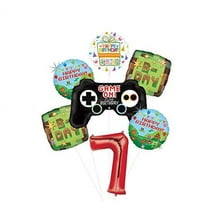 Video Game 7th Birthday Party Supplies Miner Pixelated TNT Balloon Bouquet Decorations