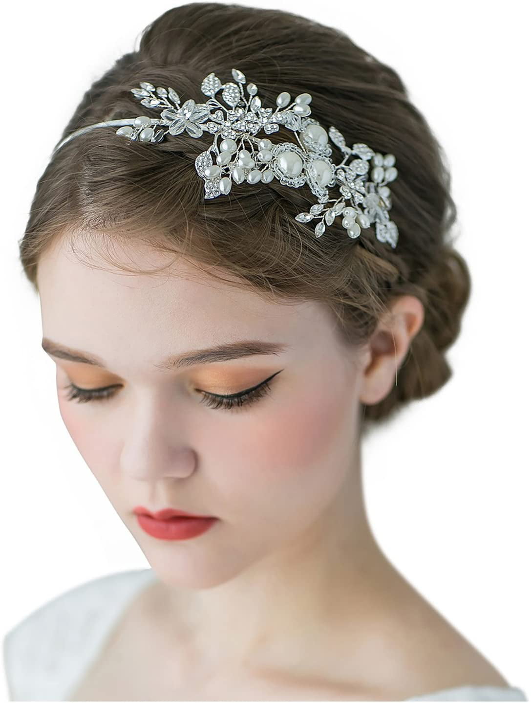Blue Flower Hair Piece Pearl Headband Bridesmaid Flowers Hair Accessories 5T to Adult Wedding Headpiece Flower Girl Gift Flower Headband