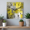 thumbnail image 6 of Yellow Grey Wooden Wall Clock Silent Non Ticking, Abstract Art Oil Painting Modern Geometric Square Wall Clocks Battery Operated, Decor Clock for Home Office, Living Room, Kitchen, 10 Inch, 6 of 9