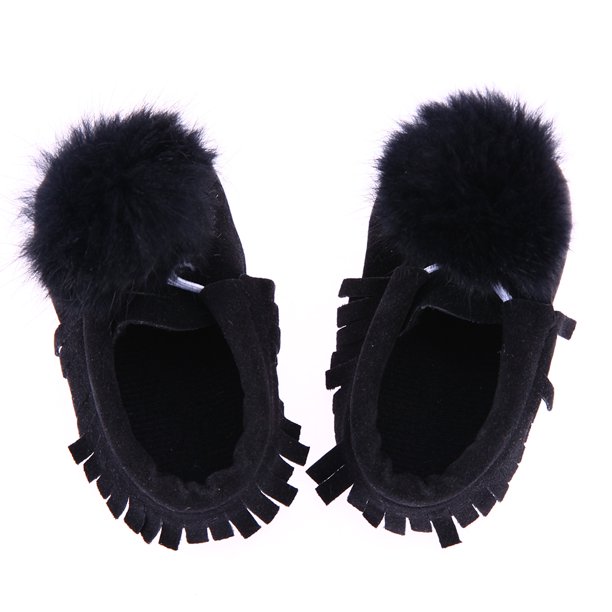 Zapatos de bebé de otoño invierno con borla de bola, zapatos para primeros pasos para bebés (negro) (13 cm)-162046.03 Tmvgtek Para estrenar