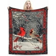 thumbnail image 3 of Cardinal Blanket Red Berry Fleece Throw Blanket Super Soft Warm Cozy Fuzzy Plush Bird Blanket Gifts for Girls Boys Kids Room Christmas Decor, 3 of 8
