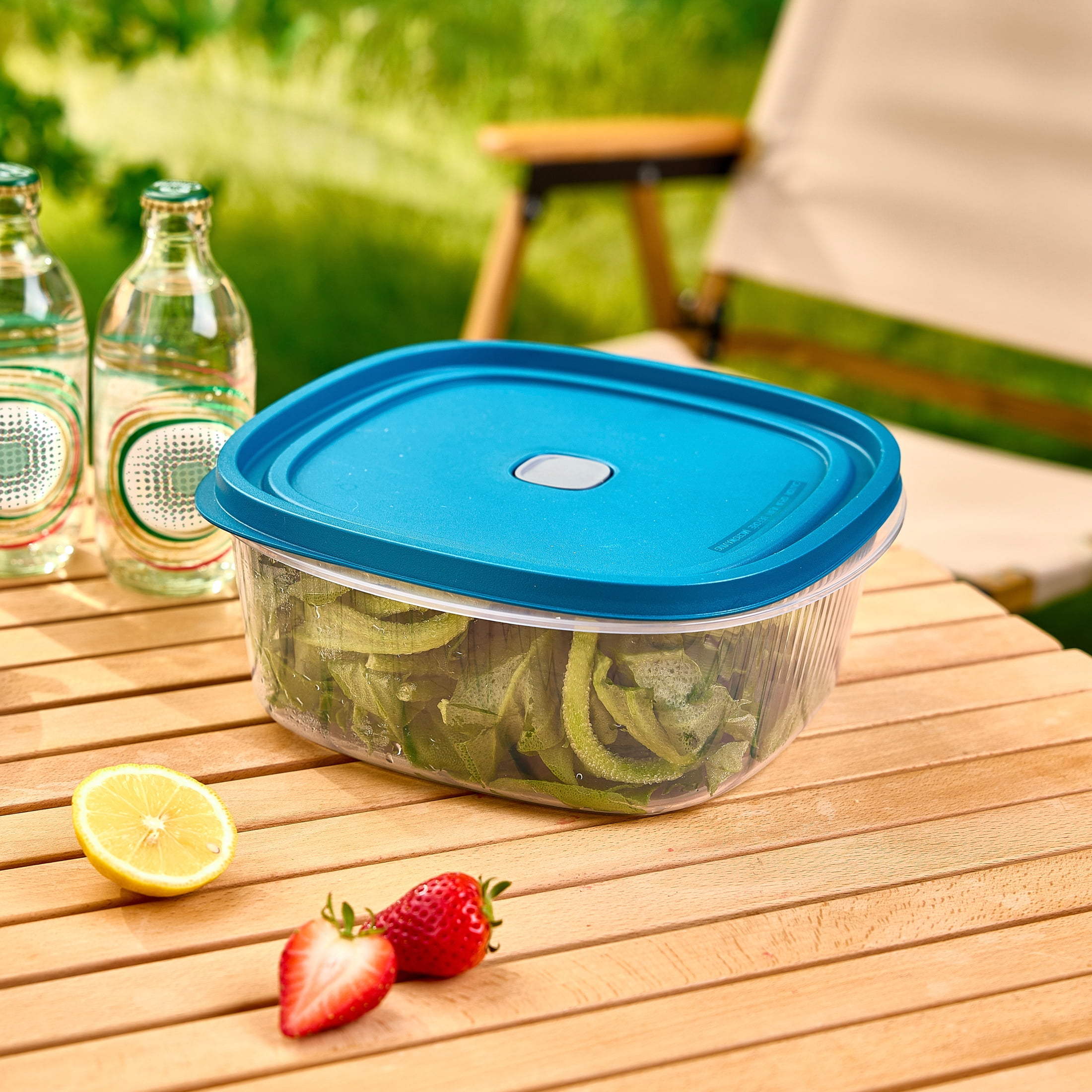 (2 pack) Mainstays Reusable Food Storage Container, Large Square, Plastic 2-Pack, 2 Containers with Lids, 14 Cups, Ideal for Snacks and Meal Prep