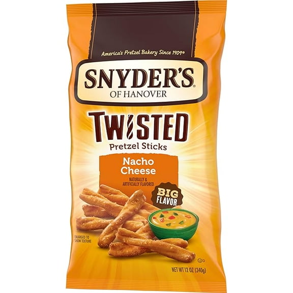 Snyder's of Hanover, Nacho Cheese Twisted Pretzel Sticks, 12-Oz. Bag ( Pack of 2 )