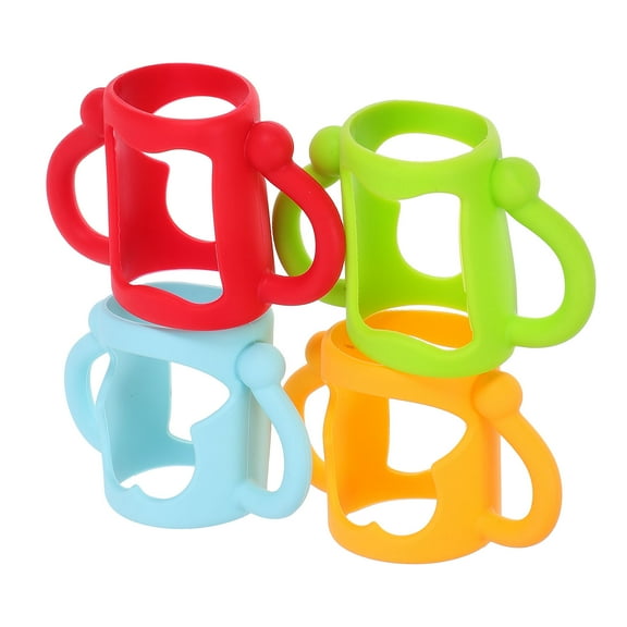 LOLIPPYY 4Pcs Feeding Bottles Handles Silicone Bottle Grip Easy to Install and Remove Assorted Color for Parents