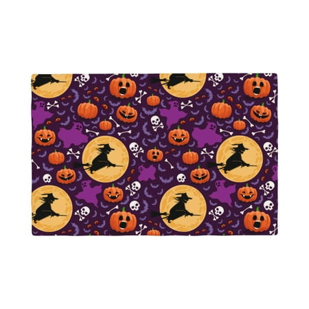 

Table Placemats Set of 6 - halloween witch pumpkins 12x18 In Faux Linen Double Heat Resistant Place Mats Cloth Indoor/Outdoor Placemats Washable Table Mats for Dining Kitchen Party