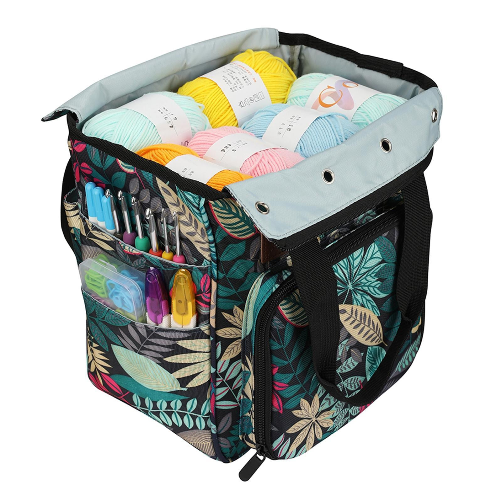 GUOOL Knitting Bag Portable Yarn Storage Bag for Wool Crochet Hooks Sewing Supplies DIY Household Organizer, Embroidery Thread Tote Needlework Handbag , Multicolor