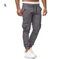 thumbnail image 4 of Maoww Cotton Men Trousers Solid Color Replacement Stylish Washable Easy Matching Middle Waist Home Long Pant Clothes Light Grey L, 4 of 9
