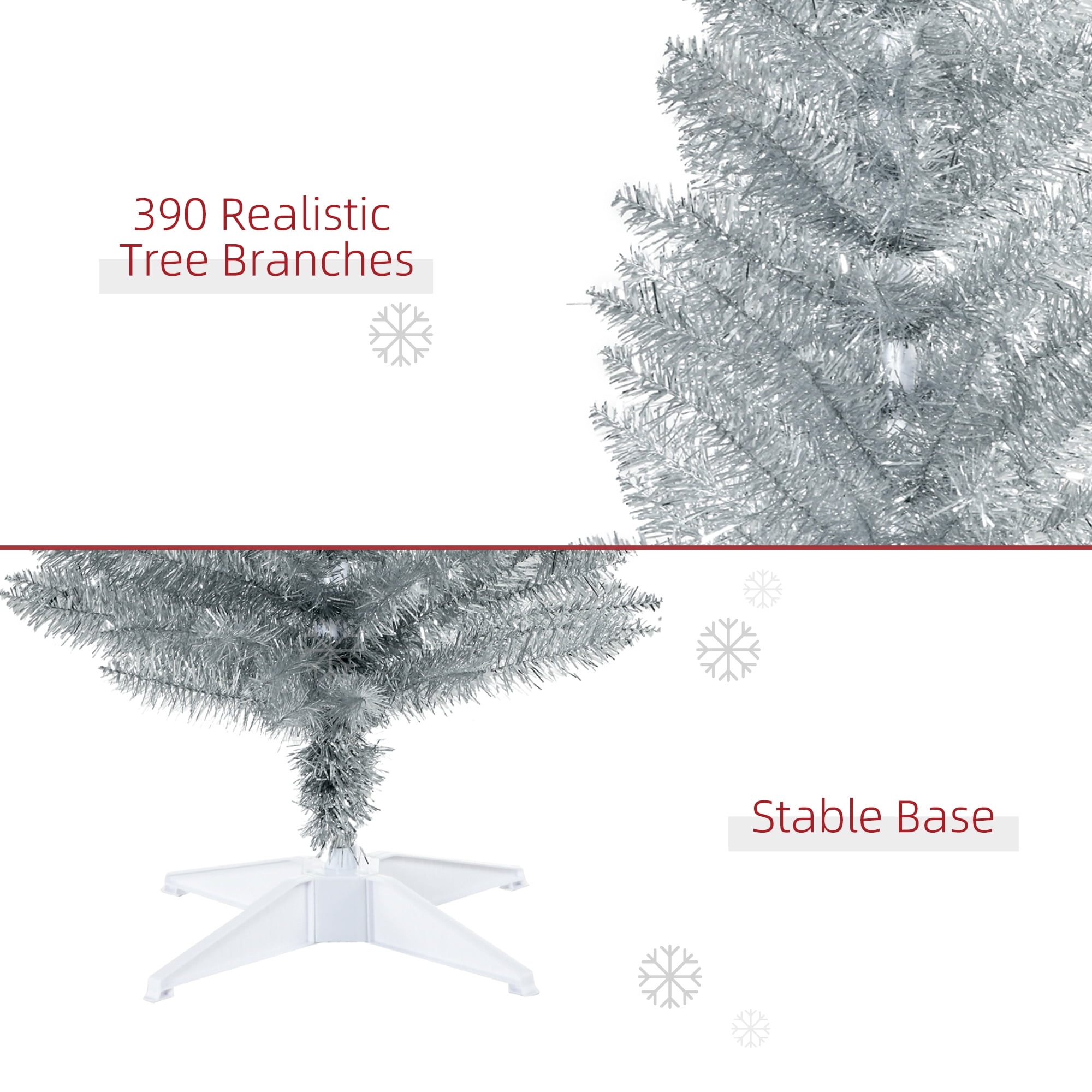 6ft Unlit Pencil Christmas Tree 390 Tips Easy Assembly Plastic Base Small Space Holiday Decor