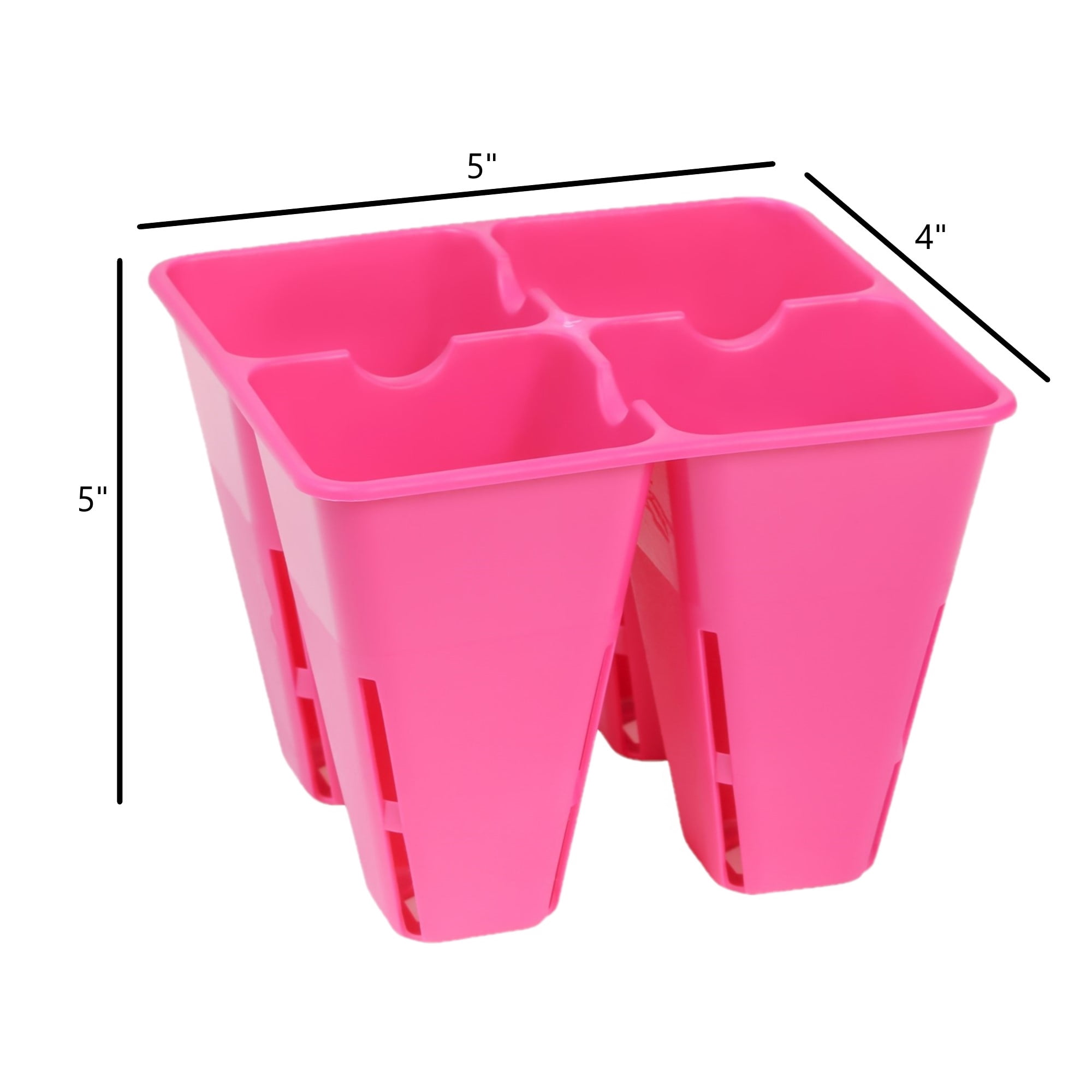 SUNPACK Plastic Seed Starting 4-Cell Square Plug Insert, Magenta, 5" (Pack of 12)