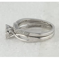 10kt White Gold Womens Round Diamond Twist Bridal Wedding Engagement Ring Band Set 1/3 Cttw
