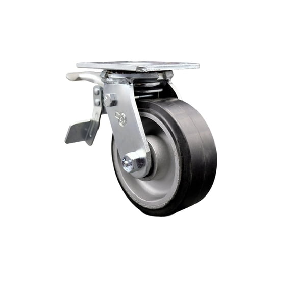 5 Inch Rubber on Aluminum Caster with Ball Bearing and Total Lock Brake SCC