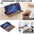 thumbnail image 5 of Case For Samsung Galaxy A57 5G【RFID Blocking】with Multi-Card Holder Bills Slot, Calfskin-Texture Vegan Leather Magnetic Wallet Case,Brown,For Galaxy A57 5G, 5 of 10