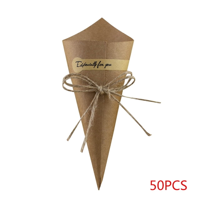 Cono de helado Envoltorio de flores Embalaje de regalo Soporte de papel Ramo Floristería Suministros Decoraciones 50 piezas sidaley JJ23371-02