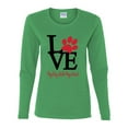 thumbnail image 2 of Wild Bobby, Love My Dog Stole My Heart Red Pawprints Pop Culture Womens Graphic Long Sleeve T-Shirt, Kelly, X-Large, 2 of 3