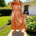 thumbnail image 3 of VBVC Women's Polka Dot Satin Dress,Ladies Short Sleeve Crewneck Dress,Sundresses Floral Dress for Women,Orange,S-2XL, 3 of 6