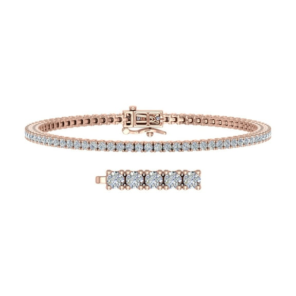 1 3/4 Carat Diamond Tennis Bracelet in 10K Rose Gold (6.5 inch) - IGI Certified