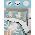 thumbnail image 4 of Quilts Twin Size Bedding Set, Coastal Octopus Lightweight Quilted Comforter, Summer Coral Ocean Vintage Wood Soft Reversible Bedspread Coverlet with Pillow Covers for All Season, 68" x 86", 4 of 7