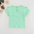 thumbnail image 6 of XMMSWDLA Girl’S Casual Cotton Top‌ 0-4T Toddler Girls Ruffle Sleeve T Shirt Puff Short Sleeve Basic Tank Top Blouse Plain Solid Kids Casual Clothes Mint Green Round Neck Top‌, 6 of 10