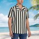 thumbnail image 3 of Balery Black And White Thick Stripes Camisas hawaianas de manga corta para hombre, camisas playeras de corte holgado, camisas de vacaciones con botones,Large, 3 of 7