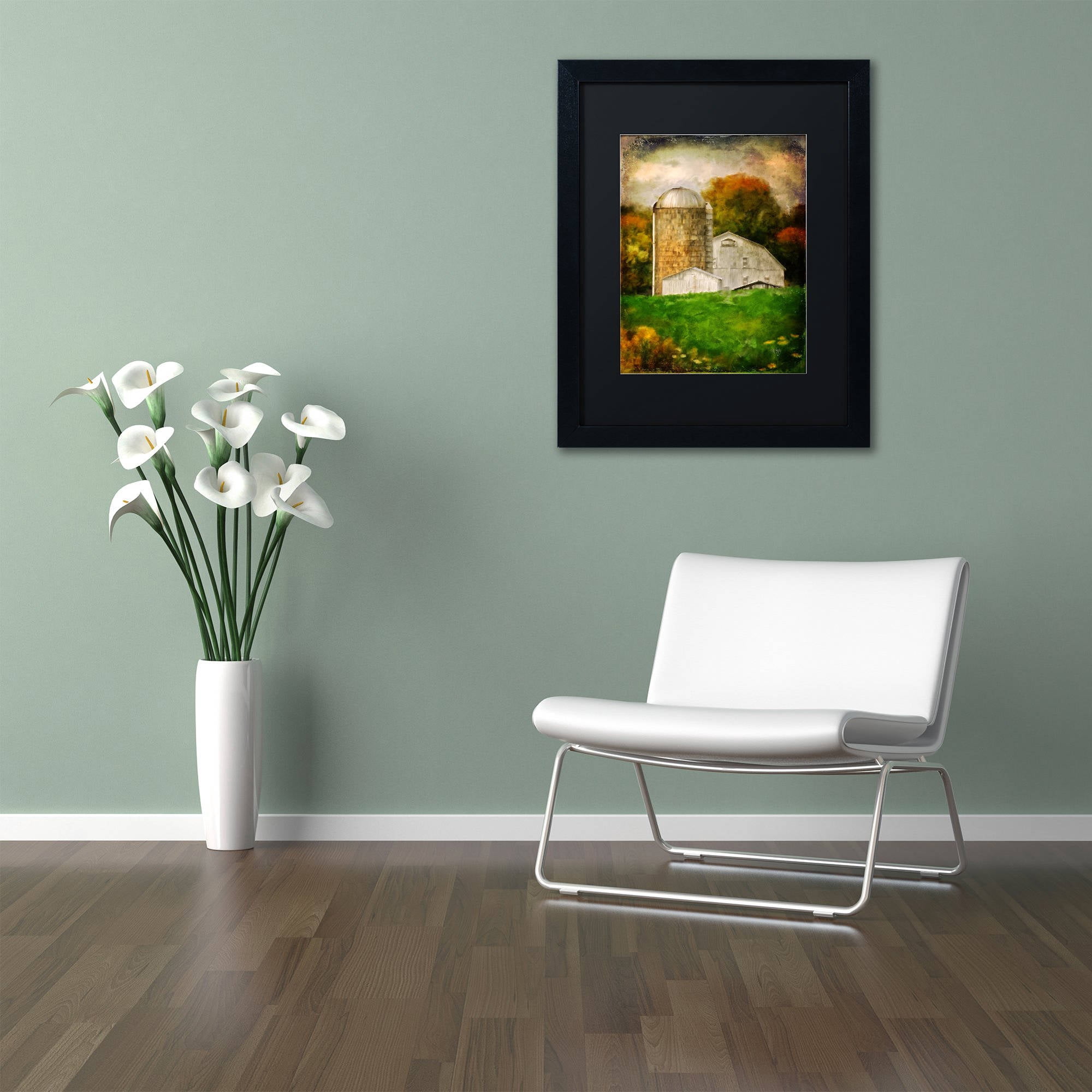 Trademark Fine Art "Down on the Farm" Canvas Art by Lois Bryan Black Matte, Black Frame