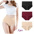 thumbnail image 2 of WZXFASHION Women's High Waisted Cotton Underwear Stretch Briefs Soft Full Coverage Panties 3P Intimates Multicolor M, 2 of 9