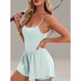 thumbnail image 4 of Women'S Summer Sleeveless Rompers Spaghetti Strap Double Lined Shorts Jumpsuit  Outfits Light Blue M, 4 of 7