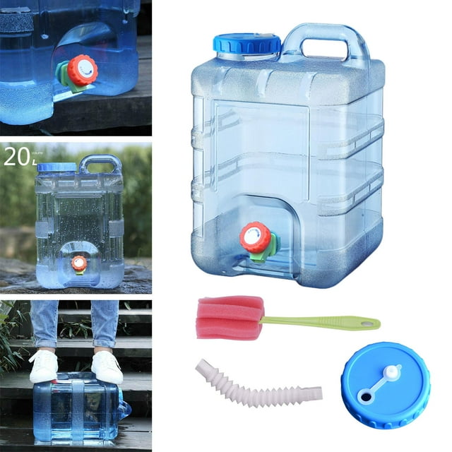 Contenedor de agua, jarra de almacenamiento de agua con espiga con asa, cubo de agua portador de agua de 20L para lavarse las manos, barbacoa al aire Con tapa de manguera