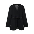 thumbnail image 5 of HH TRAF Otoño Moda Mujer Manga Larga Un Solo Pecho Casual Abrigo Mujer Chaqueta Cuello En V Bolsillo Cinturón Decorado Blazer Casual, 5 of 5