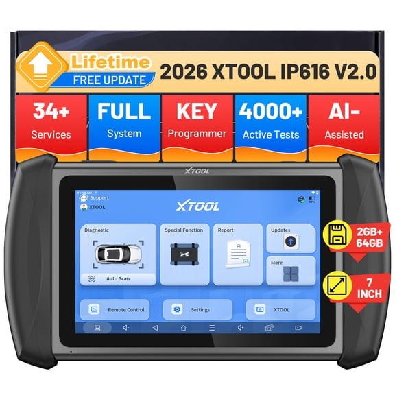 XTOOL IP616 V2.0 Bidirectional Scan Tool Key Fob Pr0grammer Lifetime Free Updates, AI-Assisted Full System OBD2 Scanner Diagnostic Tool with 34  Resets, FCA AutoAuth
