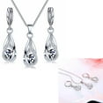 thumbnail image 3 of Conjunto de collar y pendientes Bling Bling plata sencillo moderno, 3 of 10