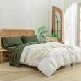 thumbnail image 5 of BESTOUCH Sheet Set 100% Washed Cotton Linen Feel Super Soft Comfortable Chic Lightweight 4 Pcs Home Bedding Set Olive Green Queen, 5 of 5
