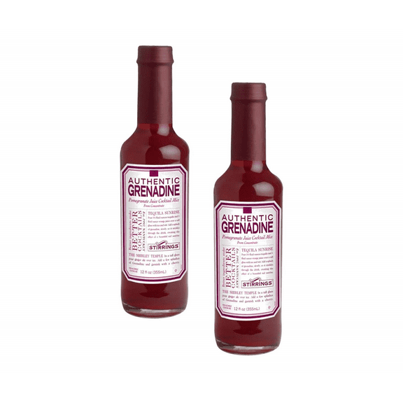 Stirrings Authentic Grenadine Cocktail Mixer, 2-Pack 12 fl. oz. (355ml) Bottles