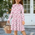 thumbnail image 2 of DISNIMO Pink Cow Print Dress Girls 11-12 Dresses Long Sleeve Kids Dress with Collar for Girls Casual Midi Dress Skater Dress for Girls Twirl Dress Fall Swing Dress Girls Midi Dress Kids, 2 of 7