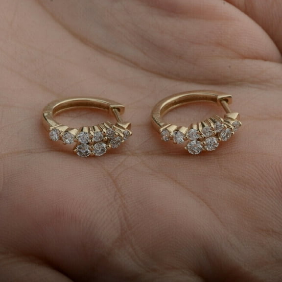 1.5Ct Round Cut Natural Moissanite Diamond Hoop Women's Earrings in 14k Yellow Gold Plated