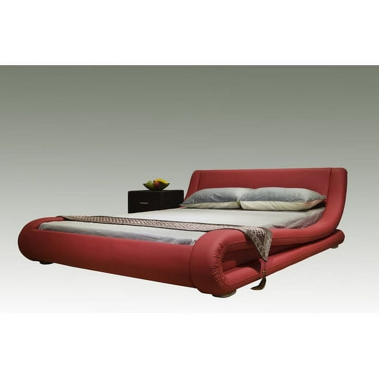 Greatime B1070 Contemporary Upholstered Platform Bed King Red