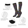 thumbnail image 3 of Xecao Musical Notes print thigh-high socks, crafted for both men and women with a stretchy, high-opaque design perfect for daily wear, 3 of 6