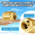thumbnail image 3 of 2PCS 1 Inch NPT Female Thread Spring Check Valve, Solid Brass Non Return One Way Horizontal Check Valve for Well, Pump, 3 of 5