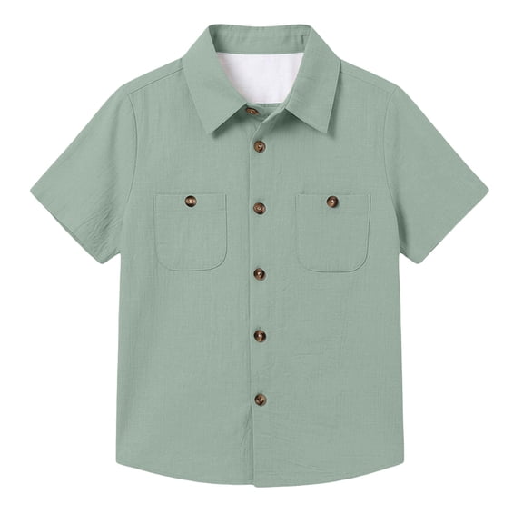Tiijoy Boys Short Sleeve Button Up Shirt Summer Casual Collared Pocket Shirt, Sizes 5-14