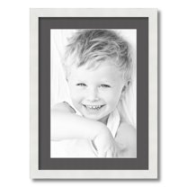 ArtToFrames 16x22" Matted Picture Frame with 12x18" Single Mat Photo Opening Framed in 1.25" Satin White Frame and 2" Charcoal Mat (FWM-3966-16x22)