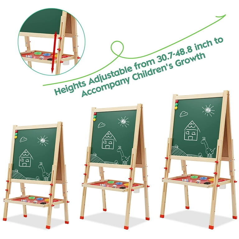 Children's Wooden Easel-Double-sided Adjustable Standing Easel Drawing  Painting Board for Children - Easel for Kids