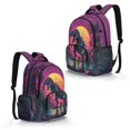 thumbnail image 2 of Kuiaobaty Dinosaur Print Backpack for Boys 8-12 Sunset Print School Backpack with Bottle Holder Lightweight Bookbags Laptop Bag for School, Purple, 2 of 7