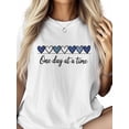 thumbnail image 3 of Women's T-Shirt One Day At A Time Minimalism Blue Heart Short Sleeve Casual Tee Classic Crew Neck T Shirt for Women White, 2XL, 3 of 7