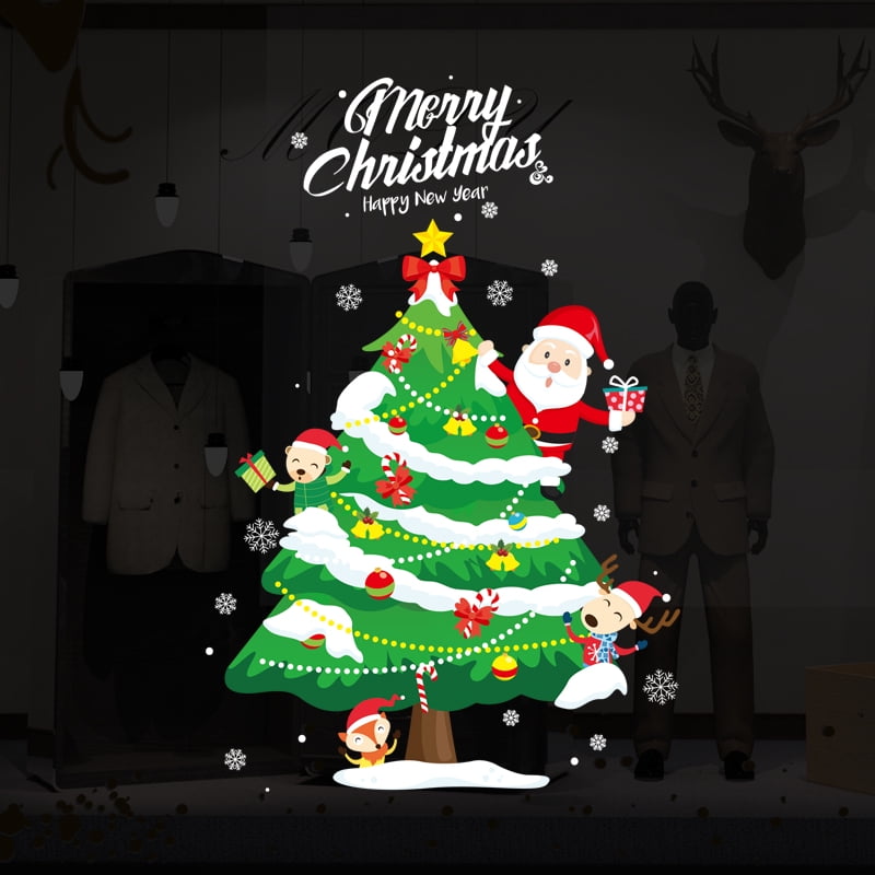 Christmas Window Clings Party Decorations Winter Wonderland Party/Winter Holiday/Xmas Party Supplies Wall Sticker Decals Home Office Party Decor 