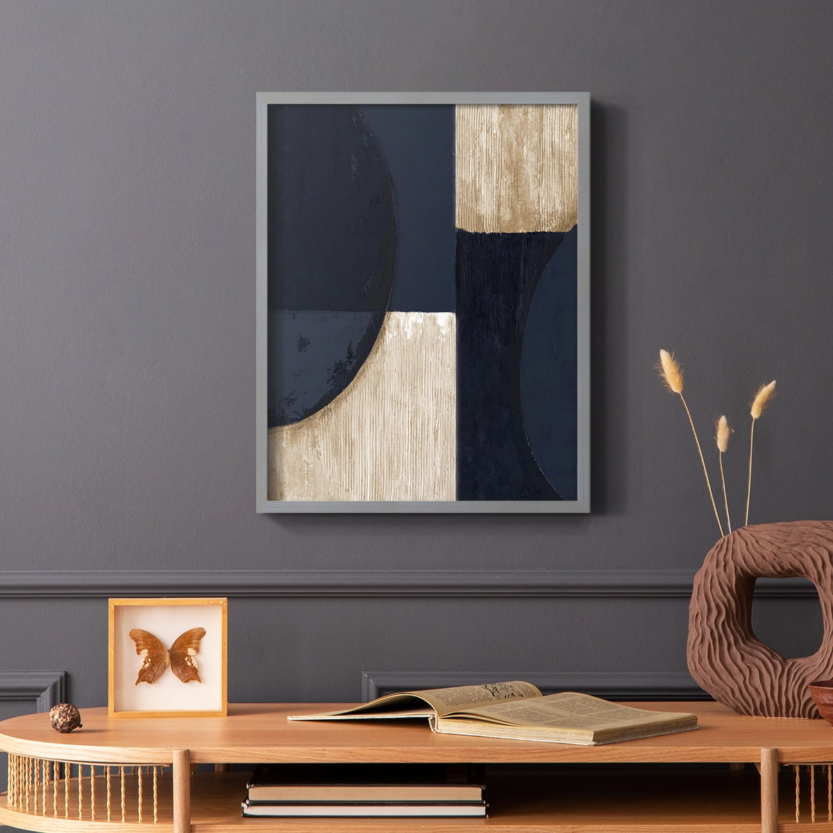 Navy Reflections in Gray Solid Wood 11 x 14 Framed Print