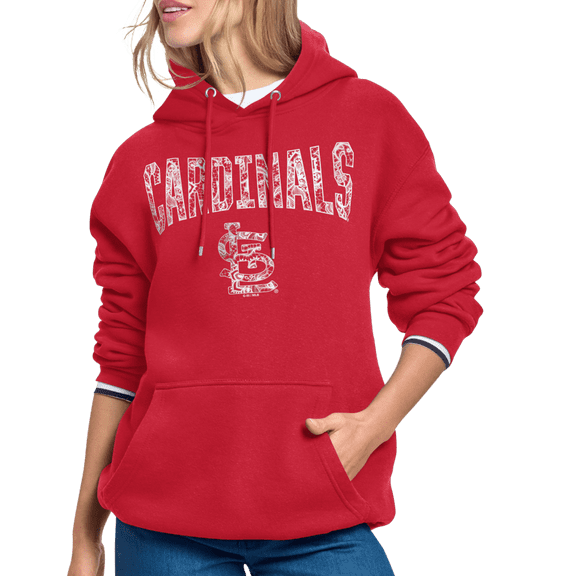 Women's Starter Red St. Louis Cardinals Lace Team Lockup Fleece Hoodie