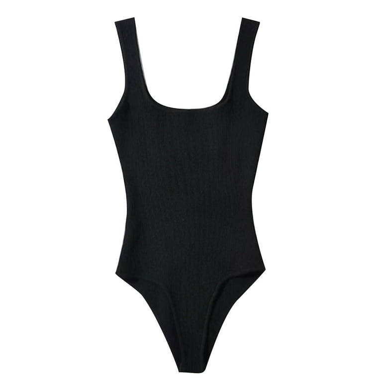 Women's Sexy Ribbed Sleeveless Shapewear Bodysuit Set - 3 Piece Adjustable  Spaghetti Strap Tops (Color : Black Beige White, Size : L)