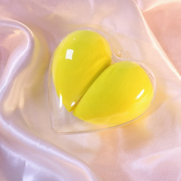 Zhuge Juego de 4 esponjas de belleza, esponja para mezclar maquillaje líquido, esponja para base, espuma sin látex con caja de almacenamiento, amarillo A31